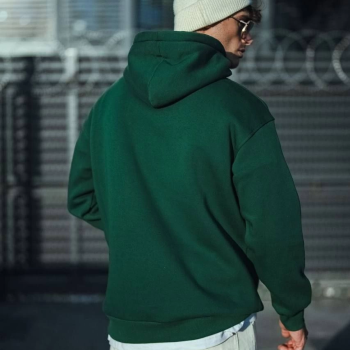 Üç İplik Penye Kapşonlu Basic SweatShirt - Haki -