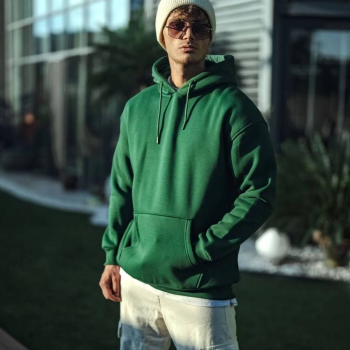 Üç İplik Penye Kapşonlu Basic SweatShirt - Haki -