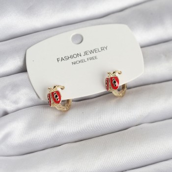 Uğur Böceği Model Gold Renk Pirinç Çocuk Küpe