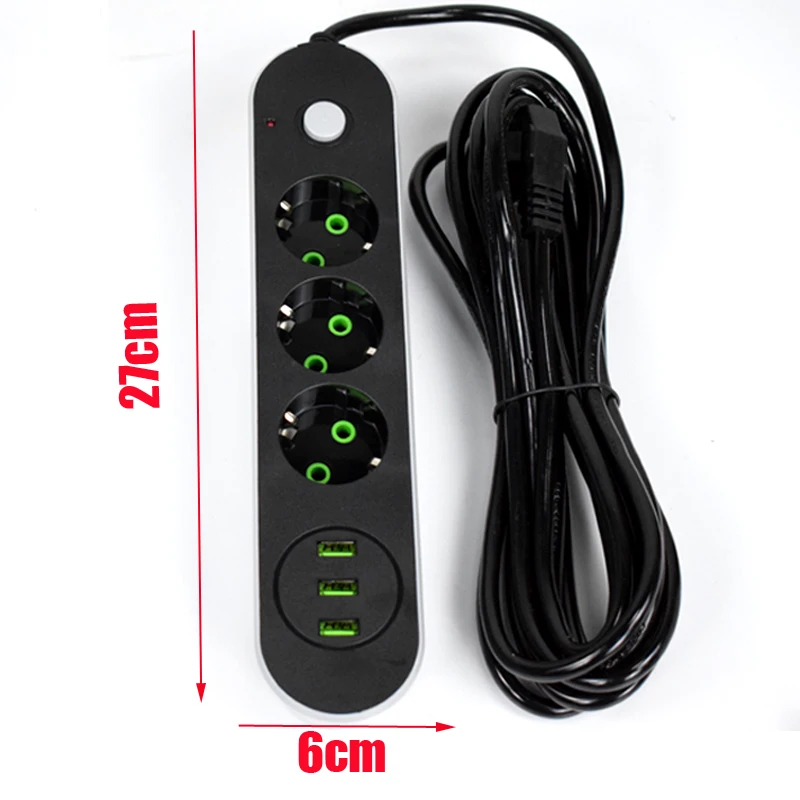 USB Yuvalı Üçlü Priz 