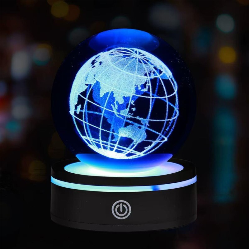 USB'li Dünya Tasarımlı Dönen Cam Küre