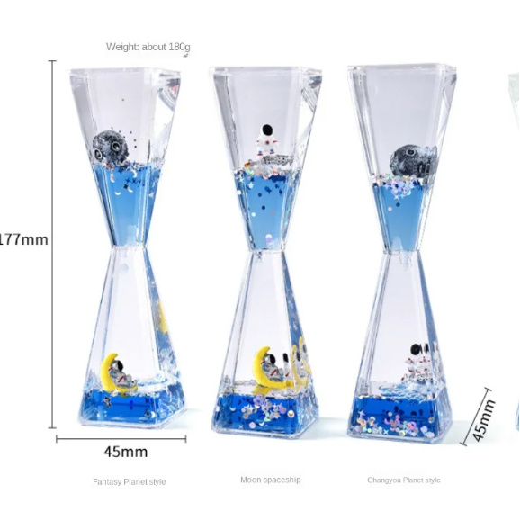 Uzay Temalı Dökülen Yağ Kum Saati 