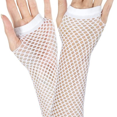 Uzun File Örgü Eldiven Beyaz Renk