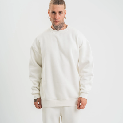 Uzun Kol Bisiklet Yaka Basic SweatShirt - Beyaz -