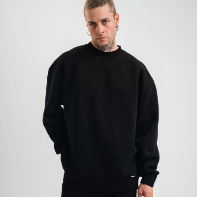 Uzun Kol Bisiklet Yaka Basic SweatShirt - Siyah -