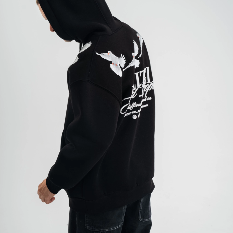 Uzun Kol Bisiklet Yaka Yıkamalı SweatShirt - Siyah -