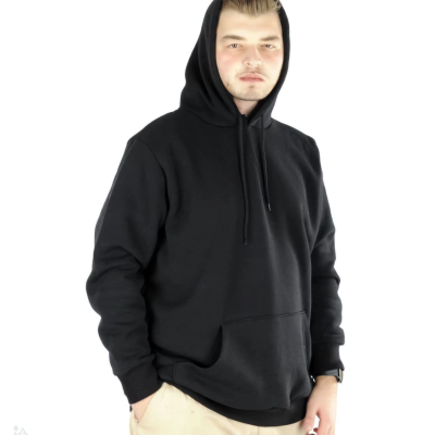 Uzun Kol Kapşonlu Basic Sweatshirt hoodie - Siyah