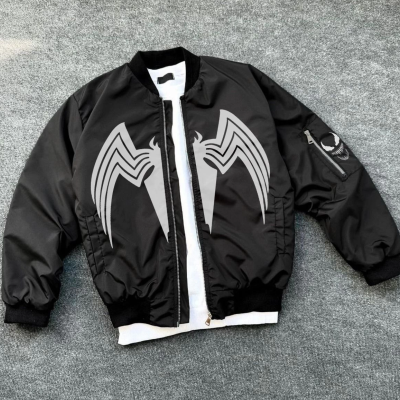 Venom Örümcek Desenli   Mont – Siyah -