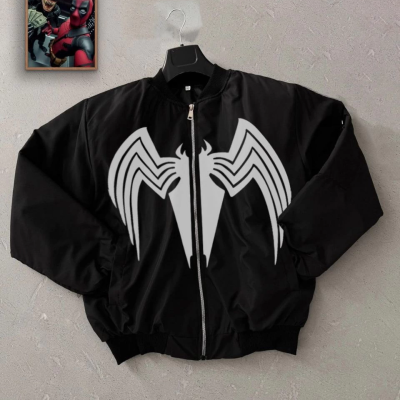 Venom Örümcek Desenli   Mont – Siyah -