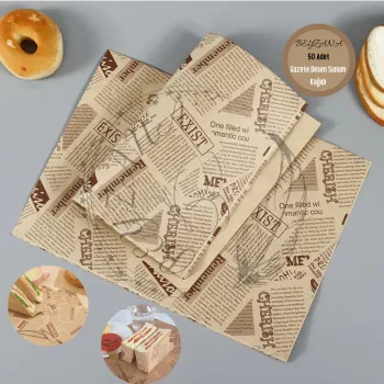 Vintage Gazete Desenli Sunum Kağıdı 50 Adet