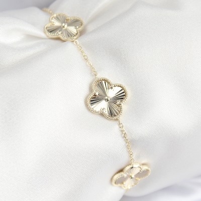 VIP Pirinç Yonca Model Gold Renk Kadın Bileklik