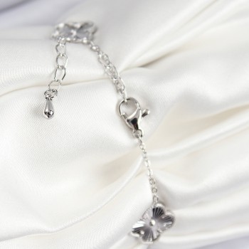 VIP Pirinç Yonca Model Gümüş Renk Kadın Bileklik