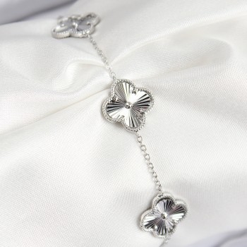 VIP Pirinç Yonca Model Gümüş Renk Kadın Bileklik