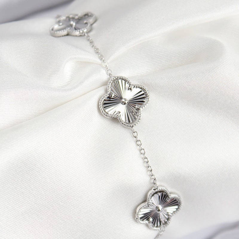 VIP Pirinç Yonca Model Gümüş Renk Kadın Bileklik