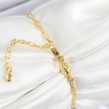 VIP Pirinç Zirkon Taşlı Çiçek Model Gold Renk Kadın Bileklik