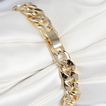 VIP Pirinç Zirkon Taşlı Parçalı Zincir Model Gold Renk Kadın Bileklik