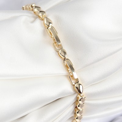 VIP Pirinç Zirkon Taşlı Sıralı Damla Model Gold Renk Kadın Bileklik