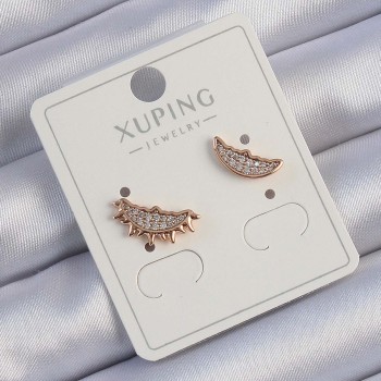 Xuping Rose Renk Zirkon Taşlı Ay ve Güneş Tasarımlı Küpe