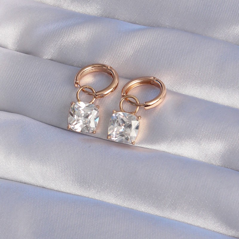 XUPİNG Rose Renk Zirkon Taşlı Halka Küpe