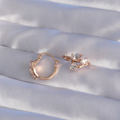 XUPİNG Rose Renk Zirkon Taşlı Halka Küpe