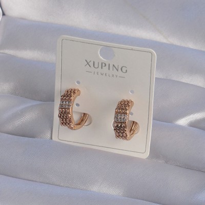 XUPİNG Rose Renk Zirkon Taşlı İşlemeli Halka Küpe