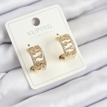 Xuping Zirkon Taşlı Çit Halka Model Gold Renk Kadın Küpe