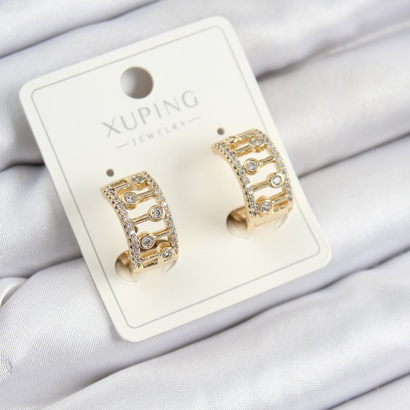 Xuping Zirkon Taşlı Çit Halka Model Gold Renk Kadın Küpe