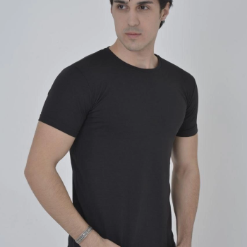 Yandan Fermuarli Slim fit T-shirt - Siyah -