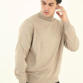 Yarım Balıkçı Yaka Triko Kazak - Bej