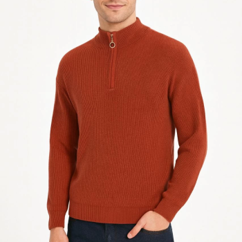 Yarım Fermuarlı Triko Kazak – Selanik Örgü, Dik Yaka, Pamuklu Dokuma, Oversize Uzun Kollu Kışlık Model - Füme