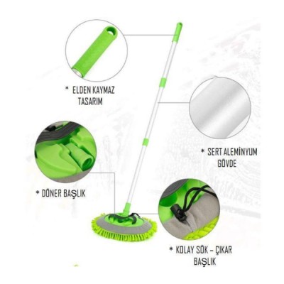 Yedek Bezli Mikrofiber Araba Yıkama Fırçası 