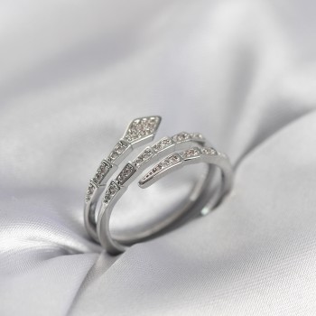 Yılan Model Gümüş Renk Zirkon Taşlı Kadın Yüzük