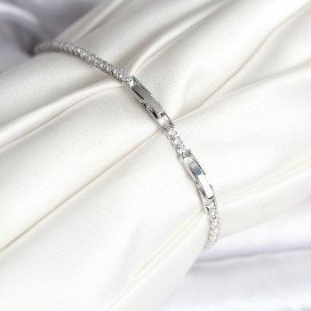 Yılan Model Zirkon Taşlı Gümüş Renk Pirinç Su Yolu Kadın Bileklik