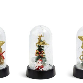 Yılbaşı Temalı Işıklı Dekoratif Cam Fanus - Model 10