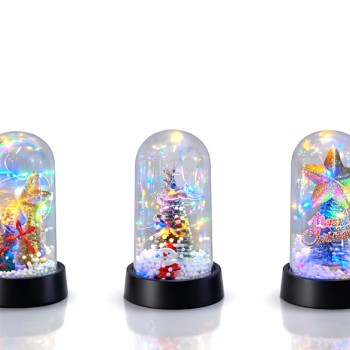 Yılbaşı Temalı Işıklı Dekoratif Cam Fanus - Model 10