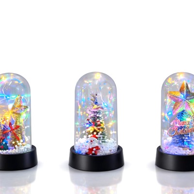 Yılbaşı Temalı Işıklı Dekoratif Cam Fanus - Model 10