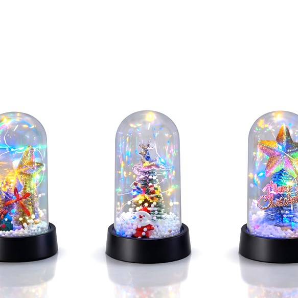 Yılbaşı Temalı Işıklı Dekoratif Cam Fanus - Model 10