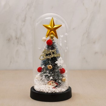 Yılbaşı Temalı Işıklı Dekoratif Cam Fanus - Model 4