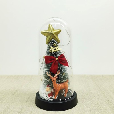 Yılbaşı Temalı Işıklı Dekoratif Cam Fanus - Model 5