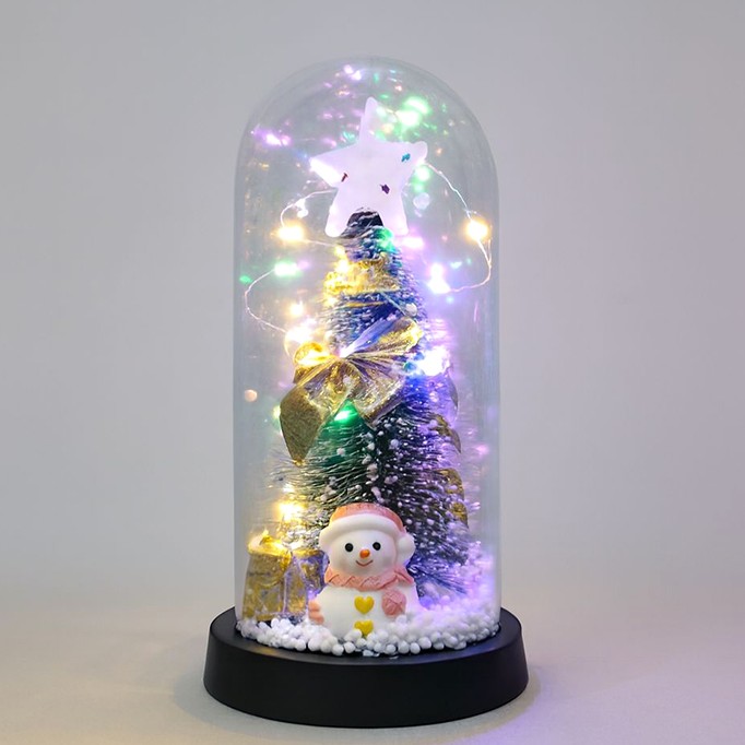 Yılbaşı Temalı Işıklı Dekoratif Cam Fanus - Model 7