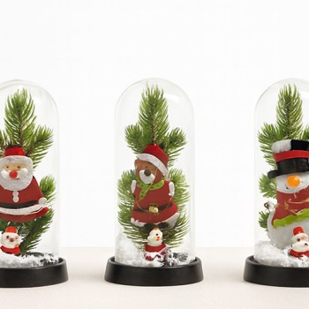 Yılbaşı Temalı Işıklı Dekoratif Cam Fanus - Model 8