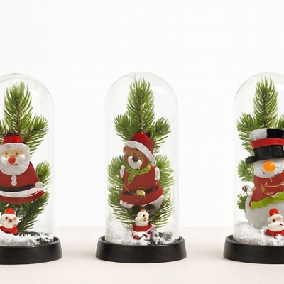 Yılbaşı Temalı Işıklı Dekoratif Cam Fanus - Model 8