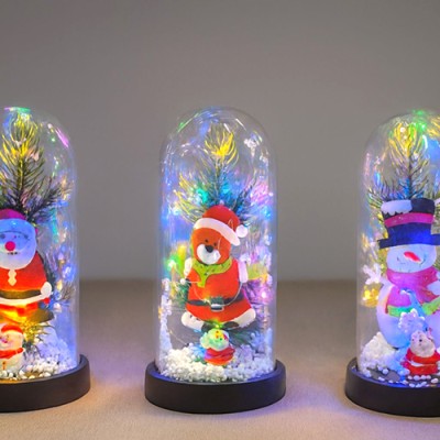 Yılbaşı Temalı Işıklı Dekoratif Cam Fanus - Model 8