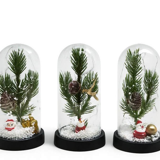 Yılbaşı Temalı Işıklı Dekoratif Cam Fanus - Model 9