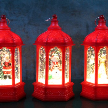 Yılbaşı Temalı Işıklı Kar Küresi Kırmızı Tasarım