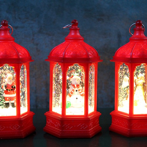 Yılbaşı Temalı Işıklı Kar Küresi Kırmızı Tasarım