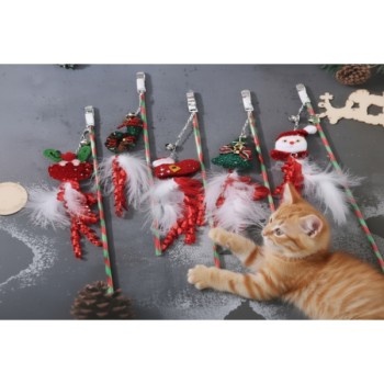 Yılbaşı Temalı Zilli Kedi Oyun Oltası 