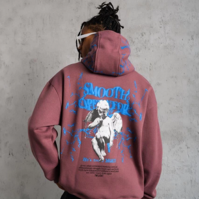 Yıldırım Baskılı Kapşonlu Sweat - Gül Kurusu