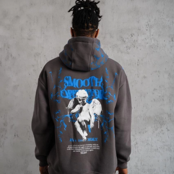 Yıldırım Baskılı Kapşonlu Sweatshirt - Gri