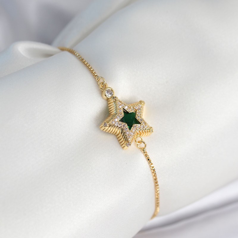 Yıldız Model Asansörlü Gold Renk Kadın Bileklik